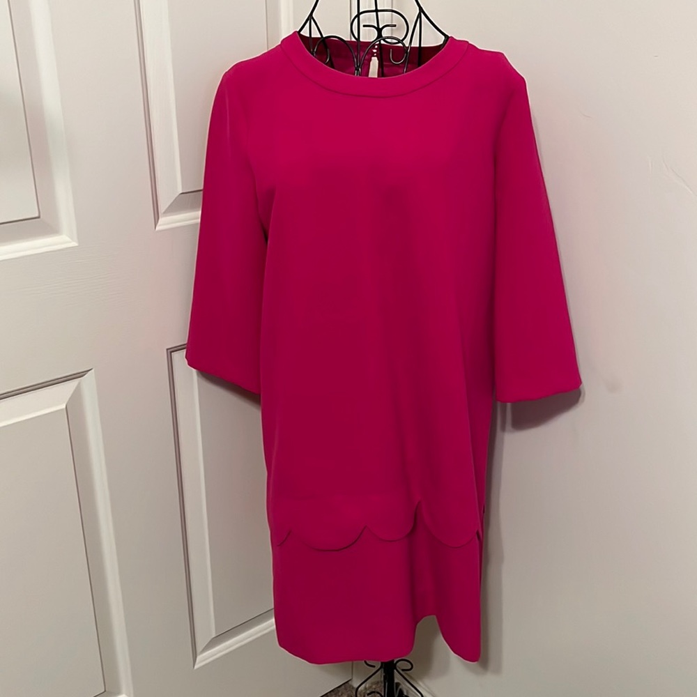 New Kate Spade Scalloped Barbie Bright Pink Shift Mod Dress 4 S